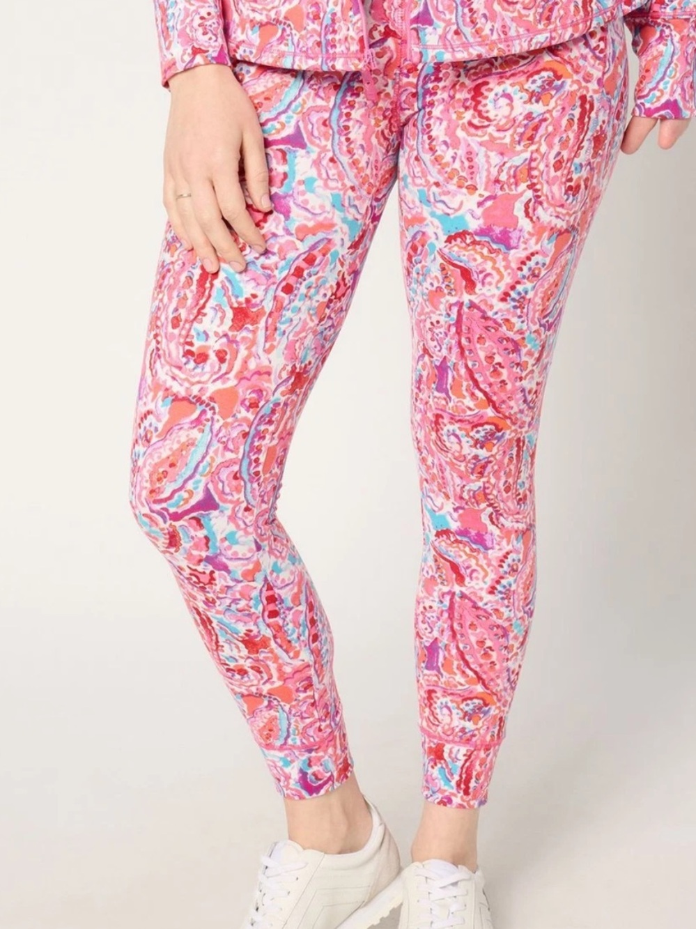 Belle by Kim Gravel Regular Water Paisley Ankle Athletic Joggers - NWT - XL Pink
